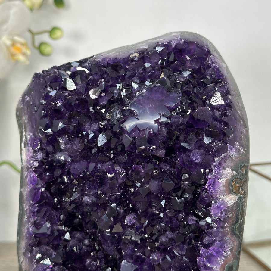 Top Grade Amethyst Cluster on Metal Stand – Stunning Crystal Piece for Office Decor - MWS2704