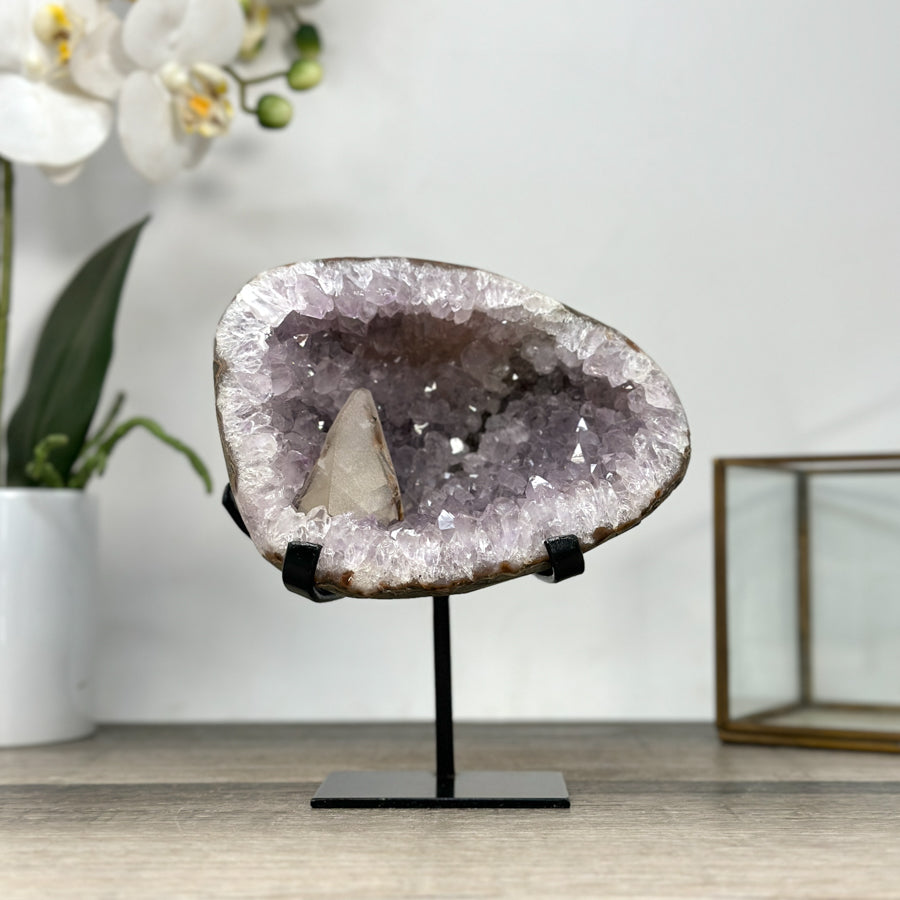 Amethyst Stone Geode with Calcite Crystal - MWS2840