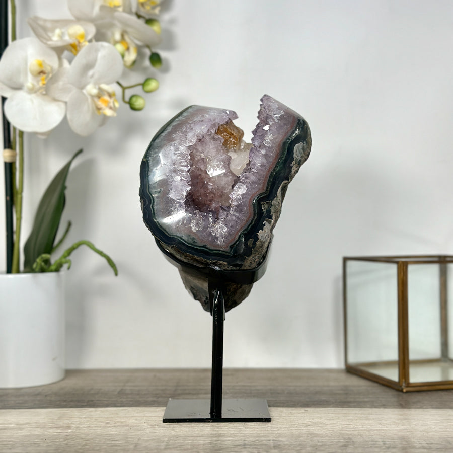 Unique Amethyst Geode Display with Calcite Inclusions for Collector Display - MWS2696