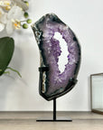 Amethyst Geode Slice on Stand with Deep Purple Crystals - MWS2912