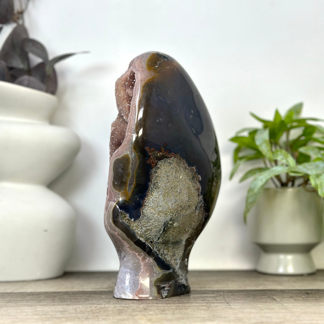 Uruguayan Blue Agate &amp; Green Quartz Statement Piece for Home Decor - CBP1400