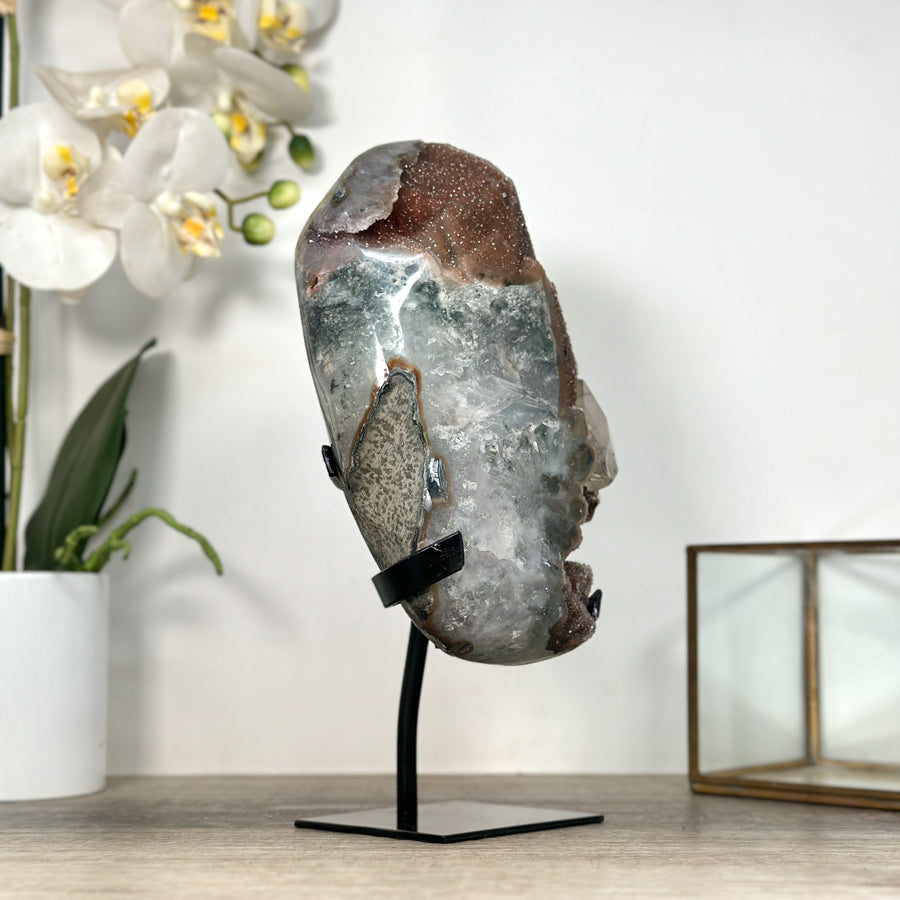 Rare Quartz Sugar Druzy Specimen With Calcite Formation - MWS2515