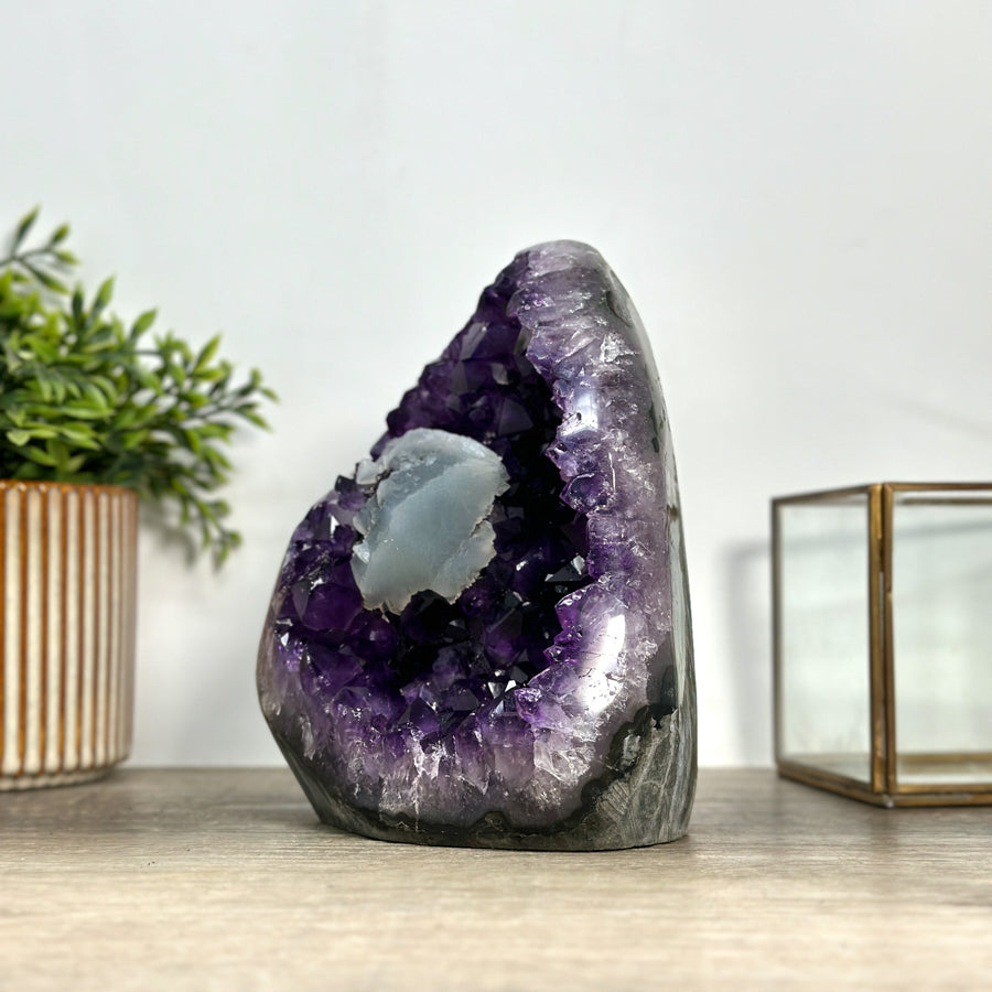 Stunning Amethyst Cathedral with Calcite Crystal Inclusion - CBP1194
