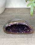 Uruguayan Amethyst Geode with Polished Agate Shell - STGE0118