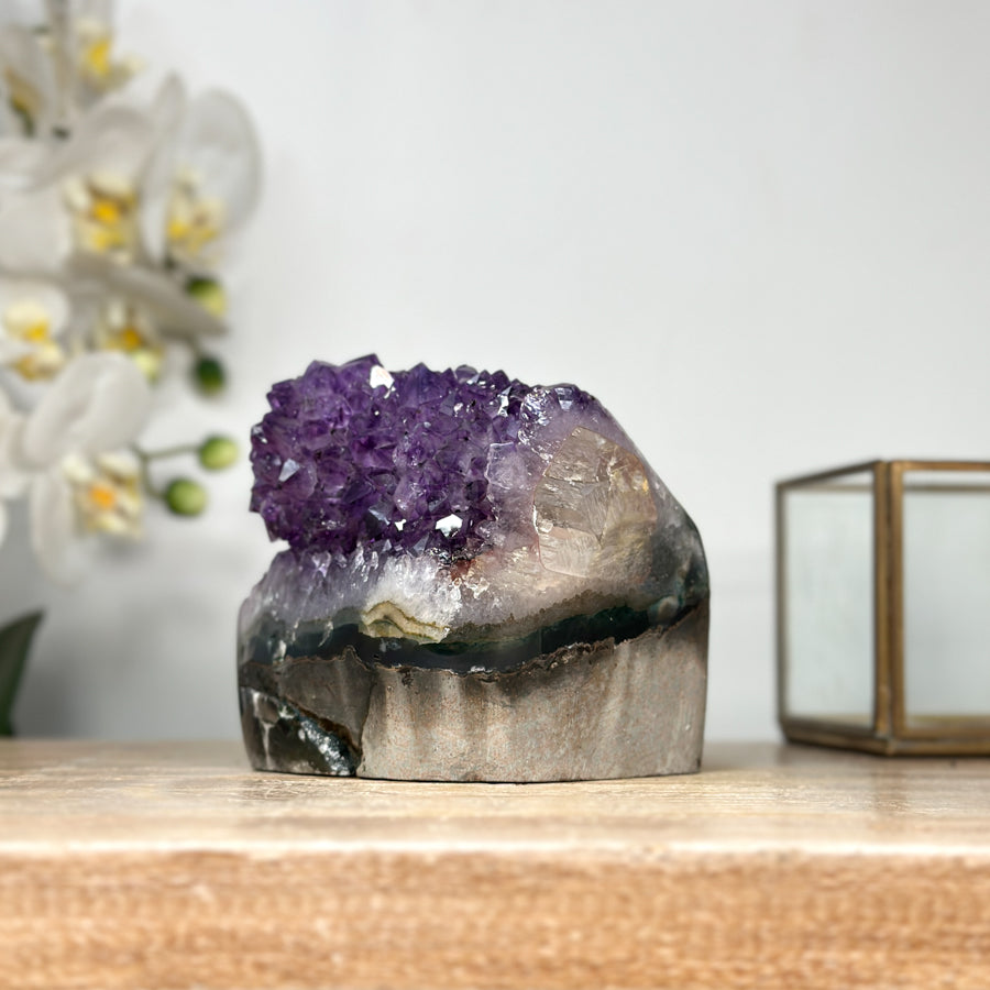 Amethyst Crystal Cluster with Calcite Inclusion - CBP1151