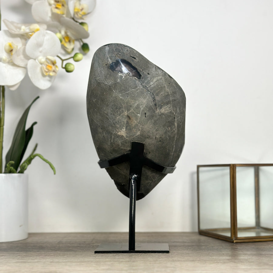 Top Grade Uruguayan Amethyst Geode, Metallic Stand Included - MWS2457