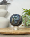 Banded Agate Sphere Geode with Quartz Druzy Crystal Interior - SPH0181