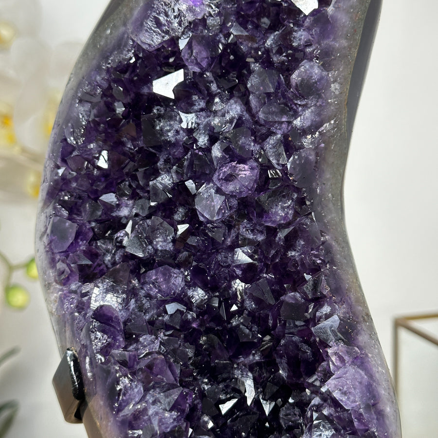 AAA Grade Natural Amethyst Cluster with Metal Stand - MWS1878