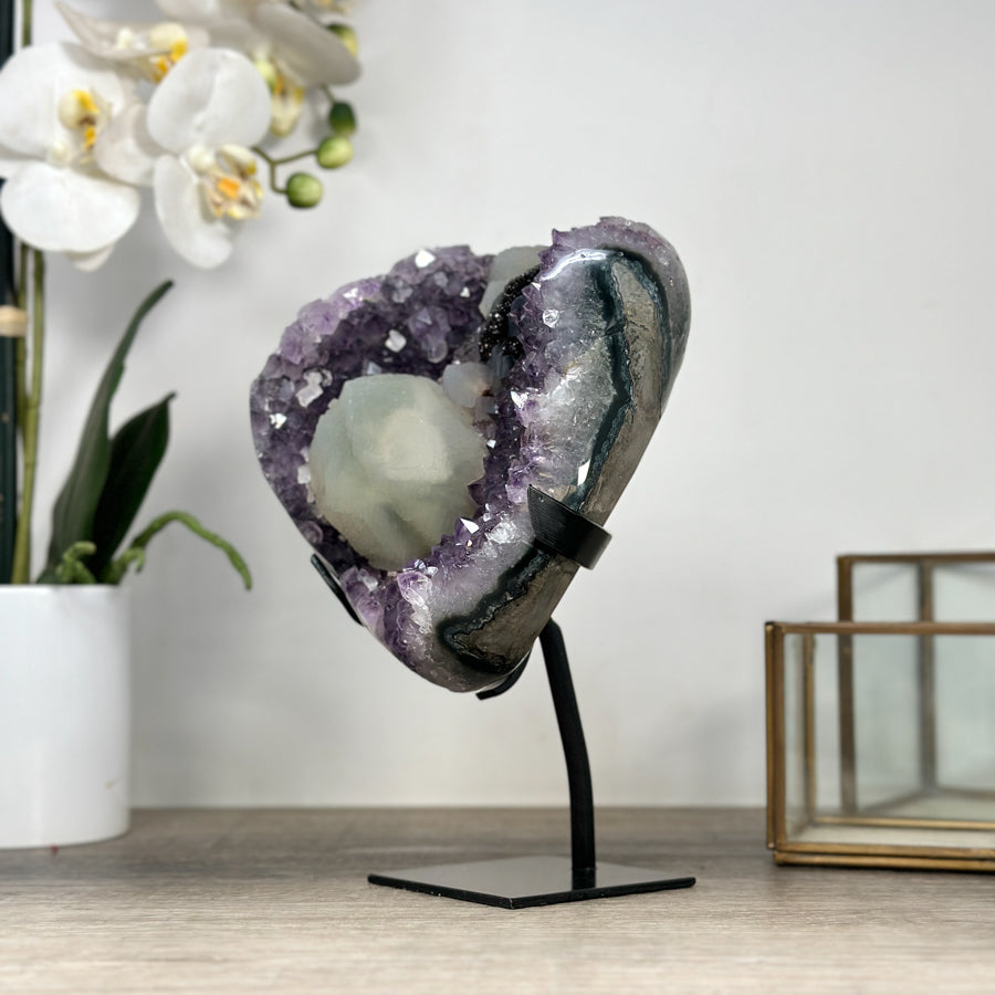 Natural Amethyst Geode with Large Calcite Specimen - MWS2348