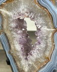 Agate Geode Slice with Amethyst Core – Unique Natural Display Piece - MWS2922