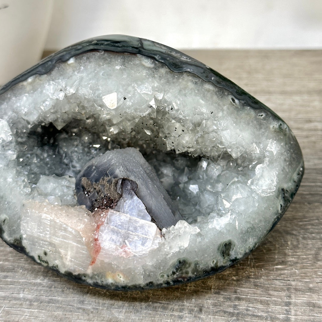 Natural Quartz Geode with Calcite Inclusion - STGE0116