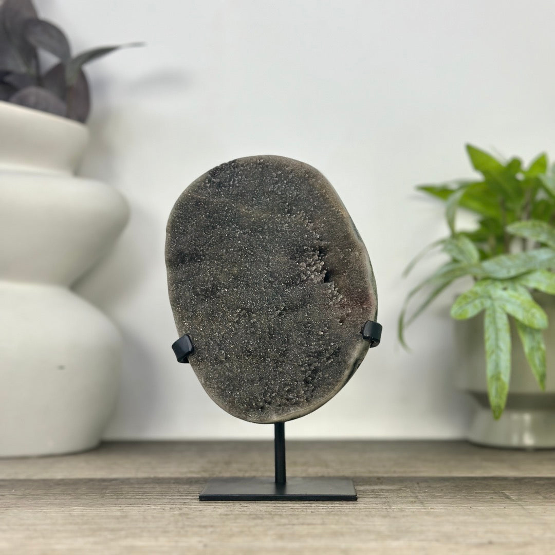 Green Sugar Quartz Cluster on Handmade Metal Stand - MWS3332