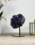 A+ Grade Natural Amethyst Heart Carving with Metal Stand - HST0305