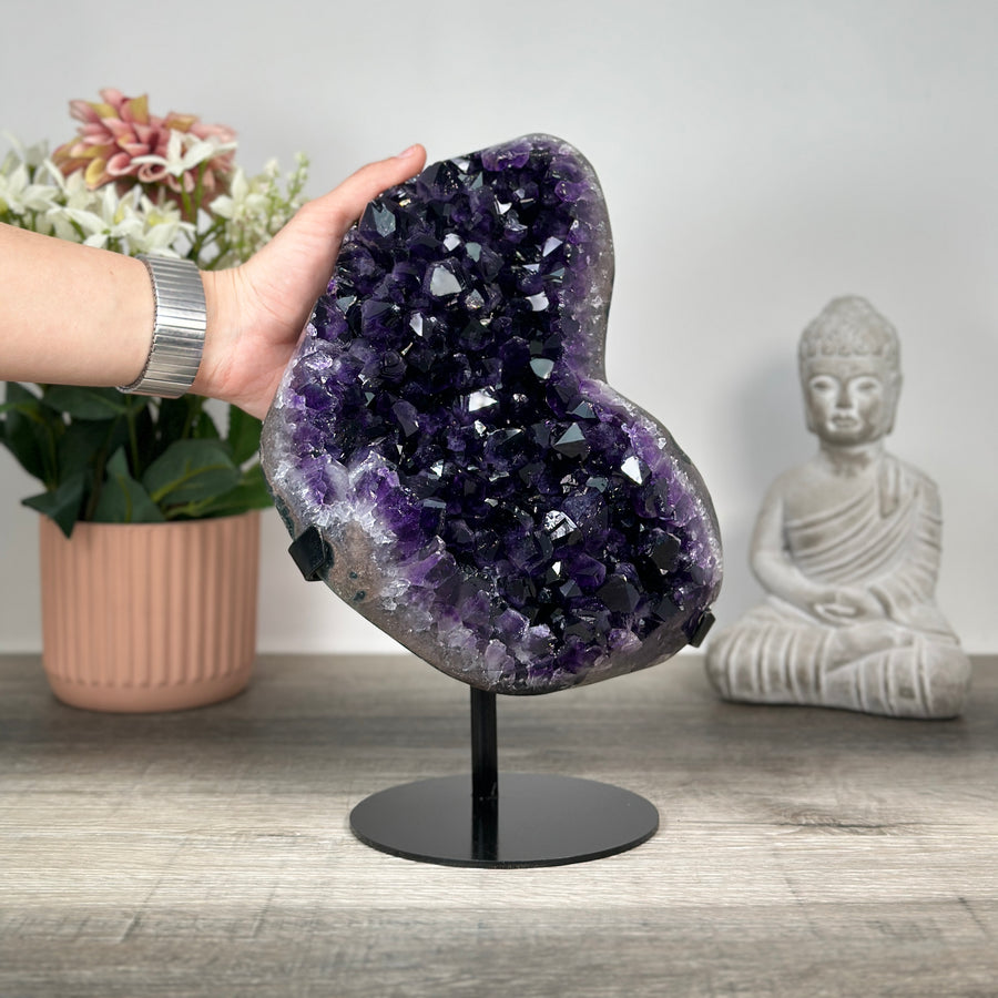 Top Grade Amethyst Stone with Big Crystals, on Stand - MWS0214