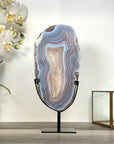Blue Banded Agate Slice on Stand – Home Decor Display Specimen - MWS2663