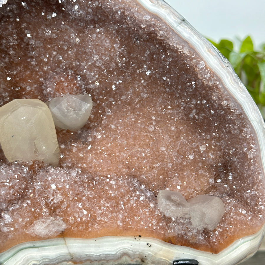 Unique Natural Jasper Geode with Orande Quartz interior and Calcite Formation - MWS3165