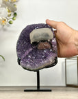Amethyst Geode with Calcite Formation on Stand – Natural Crystal Specimen - MWS2875