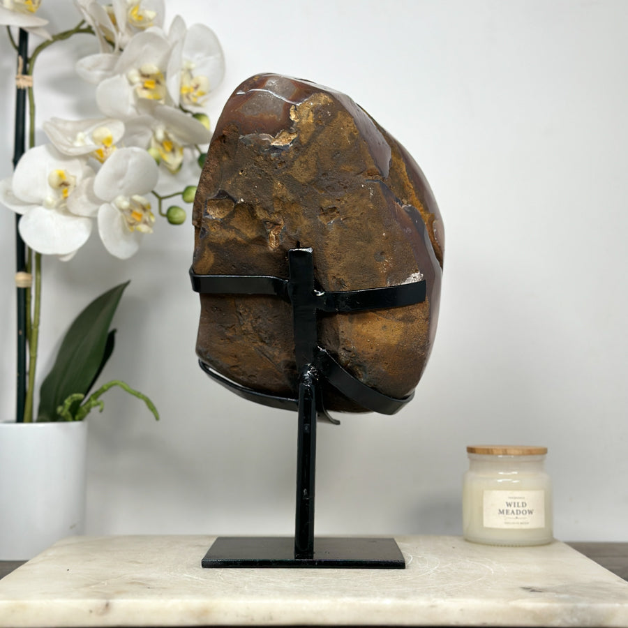 Beautiful Natural Amethyst Stone Geode with Metalllic Stand - MWS2044