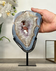 Blue Banded Agate and Amethyst Geode Slice - MWS2654