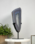 Beautiful Blue Banded Agate & Quartz Polished slice - MWS2142