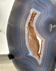Agate Slice on Metal Stand with Natural Druzy Center - MWS2913