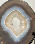 Blue Banded Agate Slice Portal with Metallic Stand - MWS2134