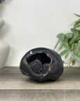 Polished Agate Stone Geode with Black Quartz Druzy - STGE0059