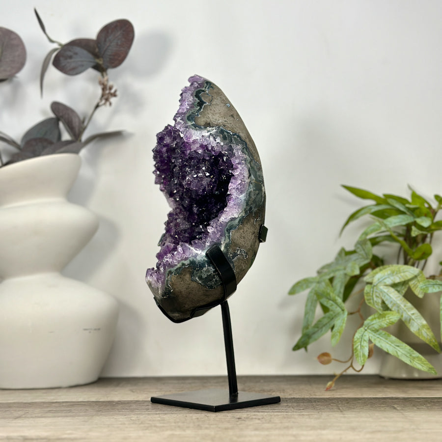 Uruguayan Amethyst Geode - Metal Stand Included - MWS3236