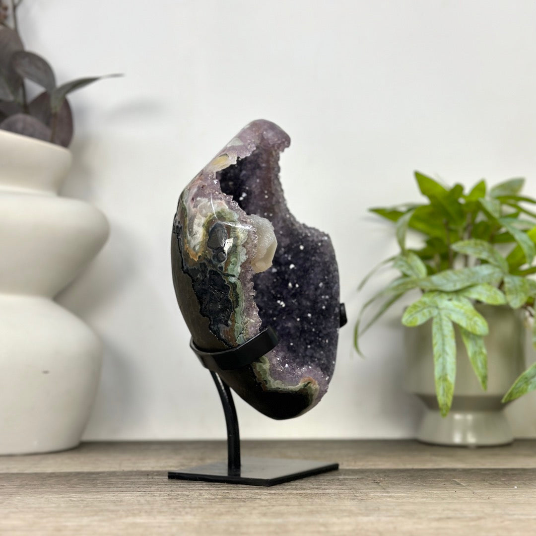 Natural Amethyst Geode with Calcite Crystal Inclusion - MWS3355