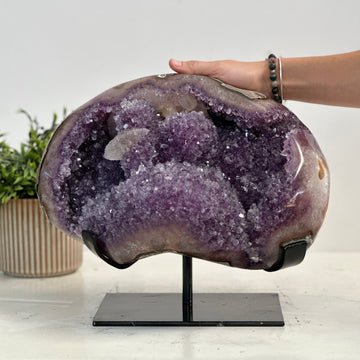 XXL Natural Amethyst Specimen with Stunning Calcite Crystals and Pink Shell - MWS0803