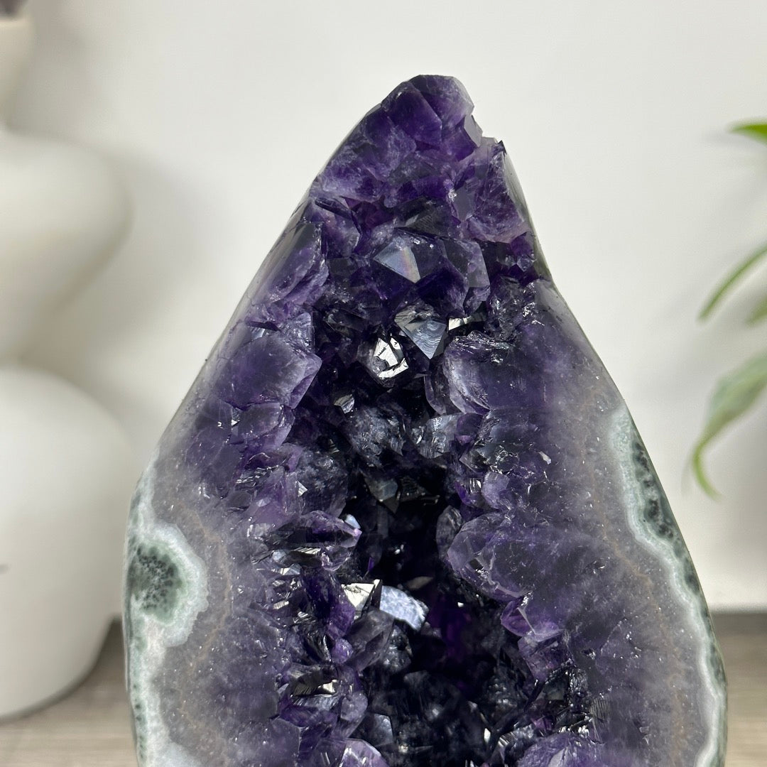 Top Quality Natural Amethyst Geode with Green Japer Shell - MWS3348