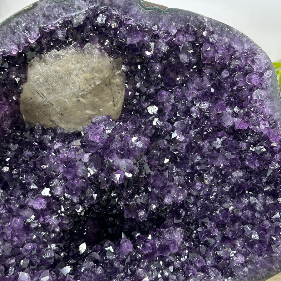 Natural Amethyst Geode with Calcite Crystal Specimen - MWS3088