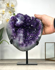 Natural Deep Purple Amethyst Geode on Metal Stand - MWS2783