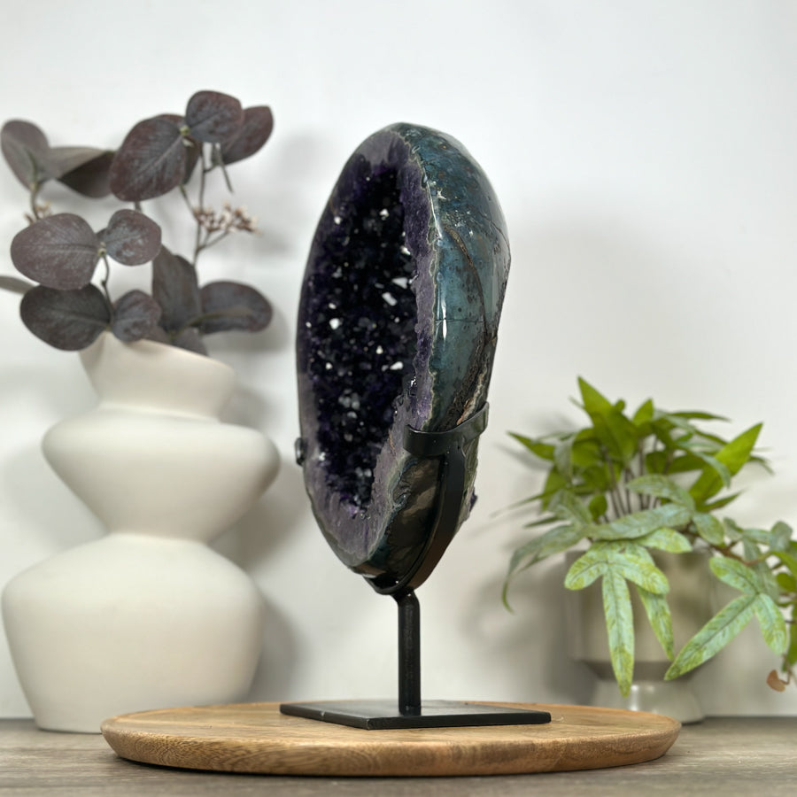 Huge Natural Deep Purple Amethyst Geode on Stand - MWS3077