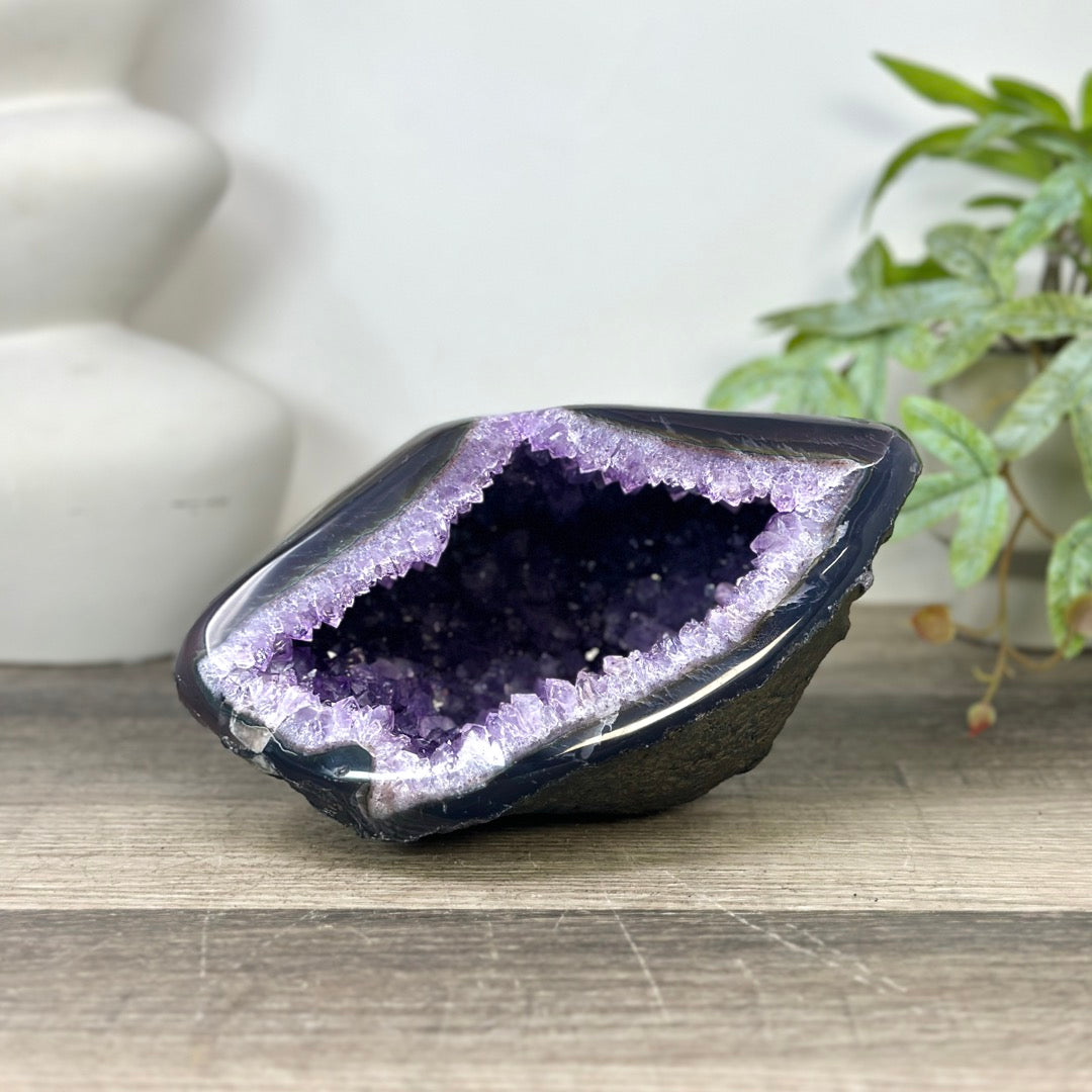 Uruguayan Amethyst geode with agate Shell - STGE0044
