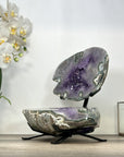 Large Amethyst & Green Jasper Jewelry Box on Metal Stand - MWS2993