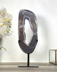 Amethyst & Agate Slice on Stand – Home Decor Crystal Display Specimen - MWS2673
