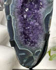 Unique Double Amethyst & Agate Geode with Rotary Stand - MWS3176