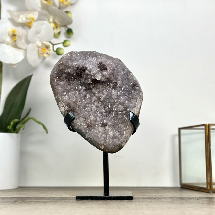 Sugar Quartz Druzy Geode on Stand - MWS2876