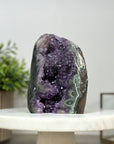Amethyst Geode Crystal Cluster with Purple and Gray Jasper Bands - CBP1168
