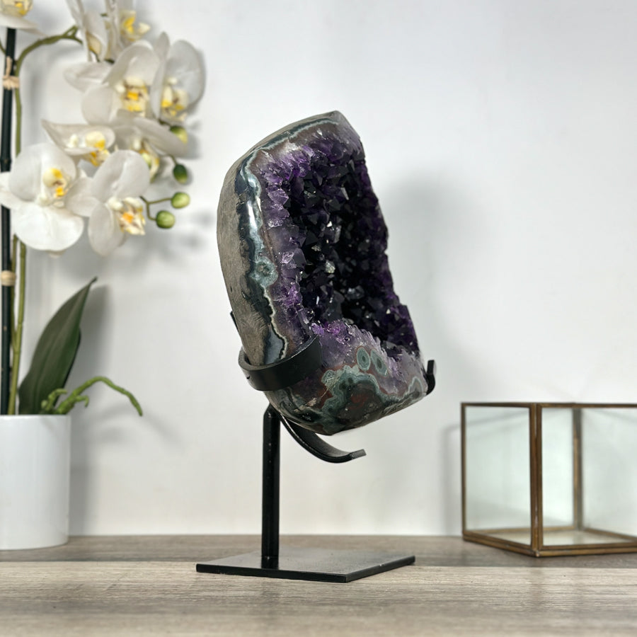 Amethyst Crystal Cluster Geode on Stand - Home Decor Display Piece - MWS2653