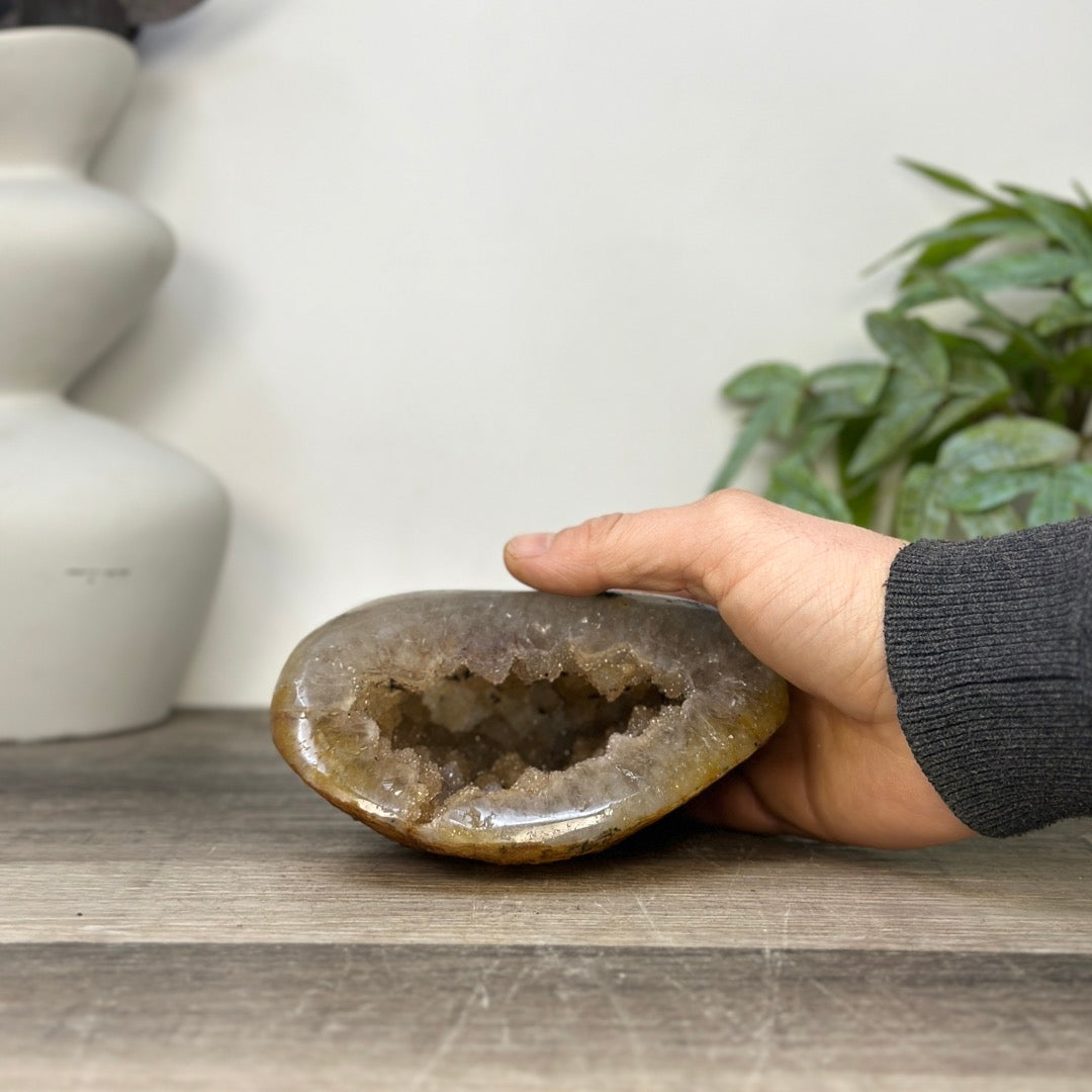 Yellow Sugar Druzy Quartz Geode - STGE0060