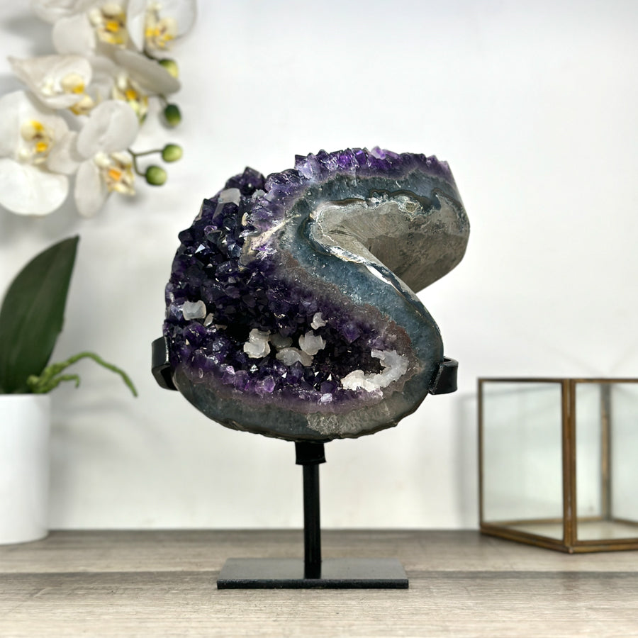 Natural Amethyst Geode with Deep Purple Crystals – Unique Mineral Display Piece - MWS2818
