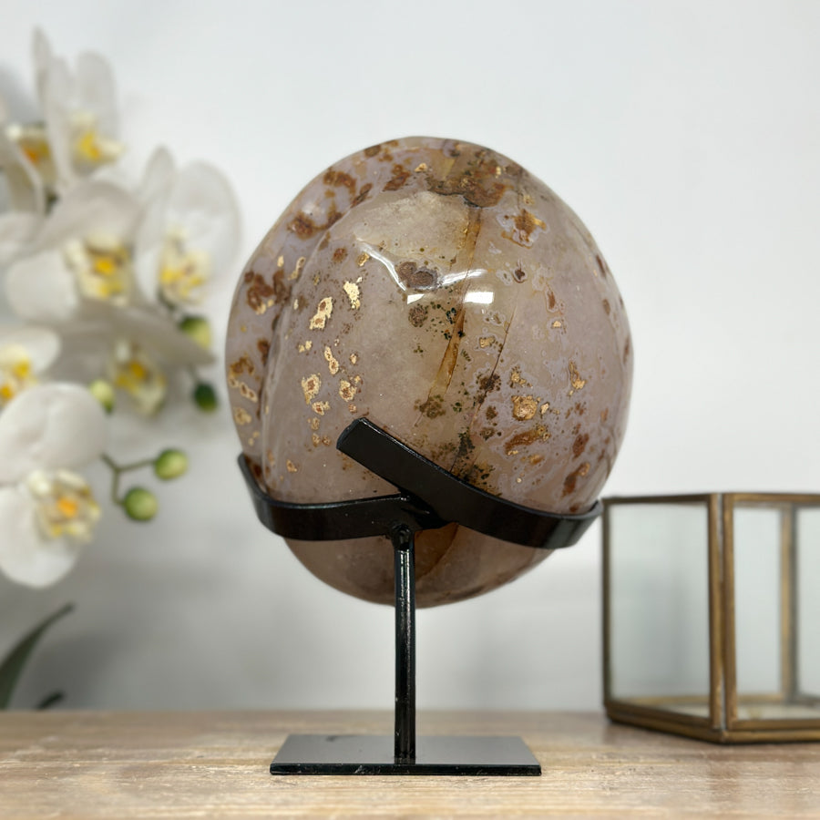 Natural Sugar Druzy Quartz Geode with Stand - MWS1969