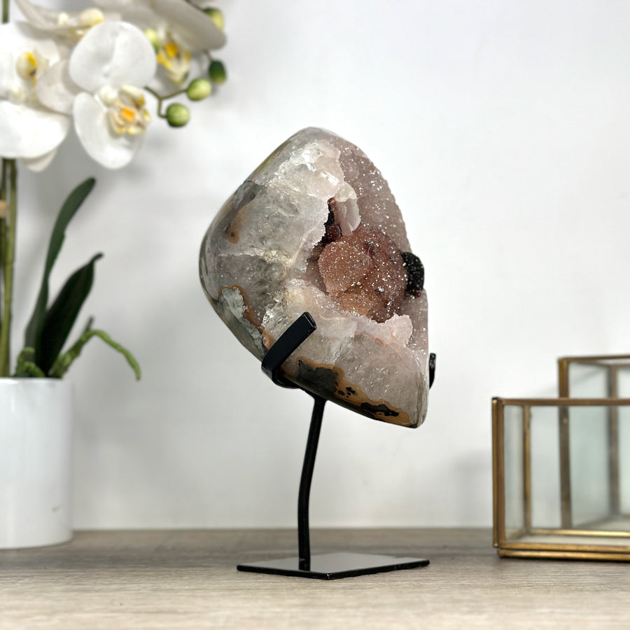 Beautiful Calcite Specimen Covered with Orange Tone Druzy Crystals - MWS2338
