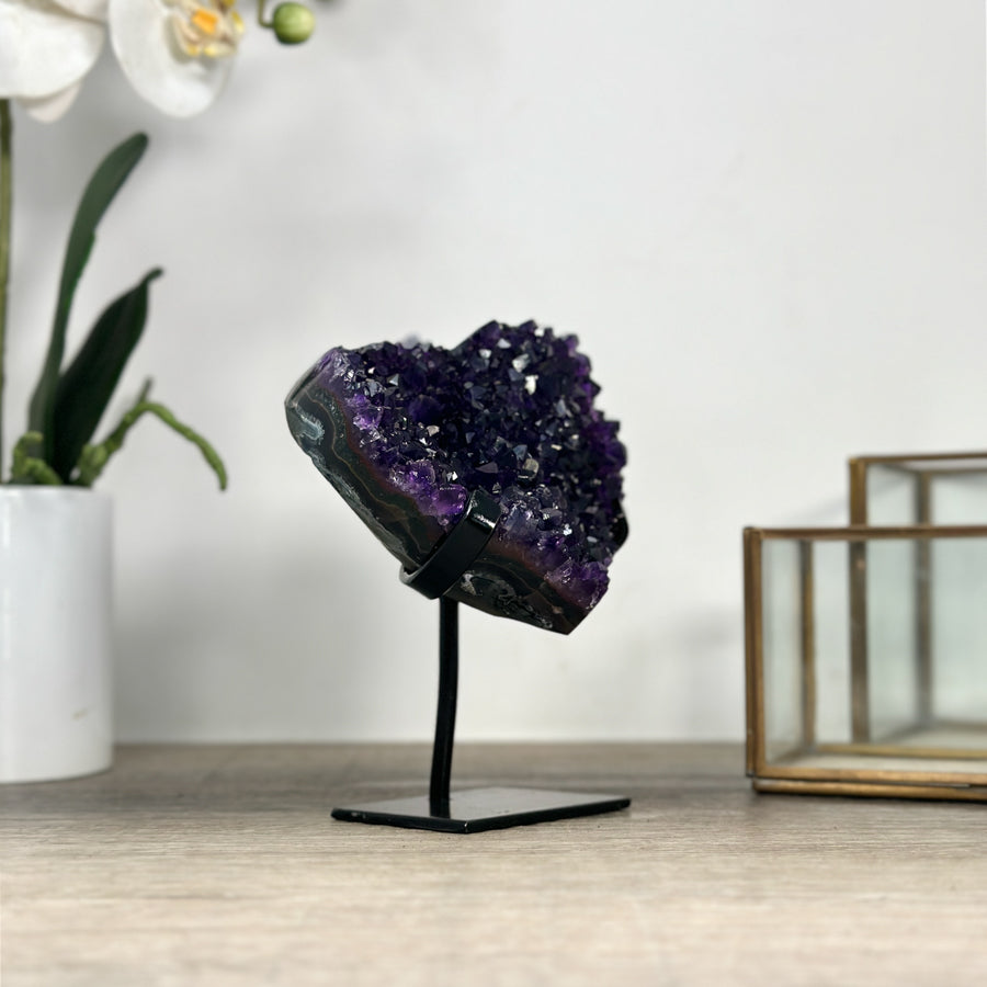 Natural Amethyst Stone Heart Carving with Stand - HST0309