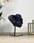 Natural Amethyst Stone Heart Carving with Stand - HST0309