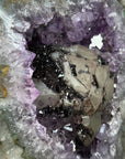 Rare Large Amethyst Geode with Quartz Shell & Black Hematite Calcite Inclusion - MWS2535