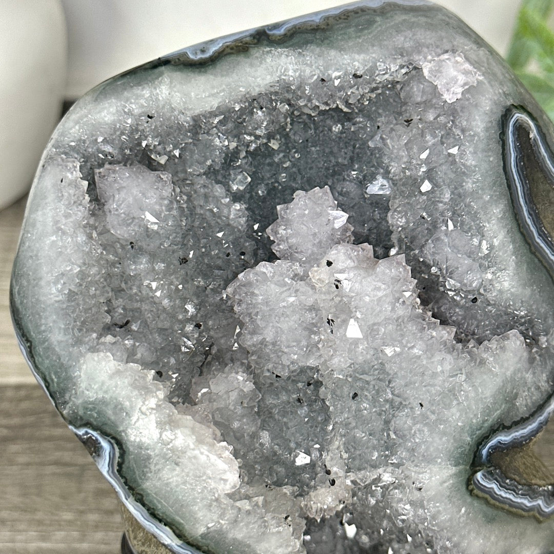 Natural Quartz Geode Statement piece on Stand - MWS3296