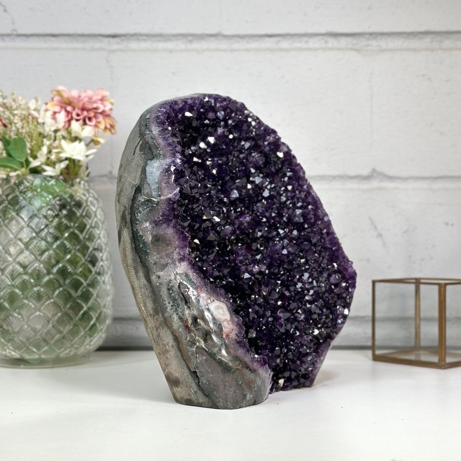 Large Natural Amethyst Cathedral Geode from Uruguay – Self Standing Cut Base Display Piece - CBP1202